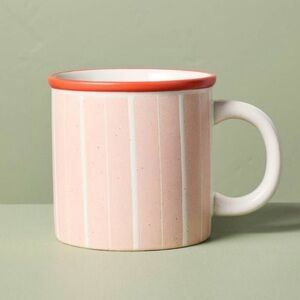 Striped Pink and Orange Ceramic Stoneware Mug